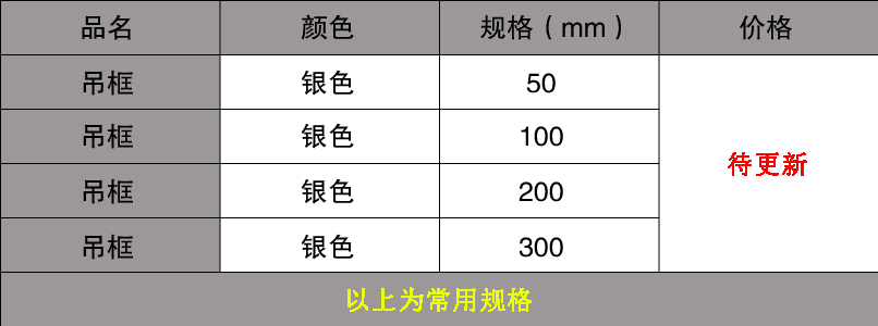 吊框規格